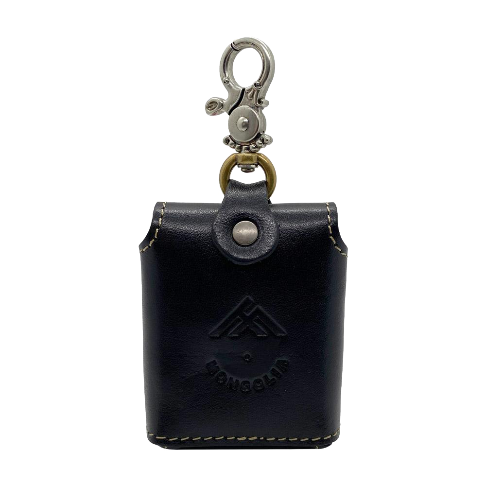 The Hu Black Leather Pouch Keychain
