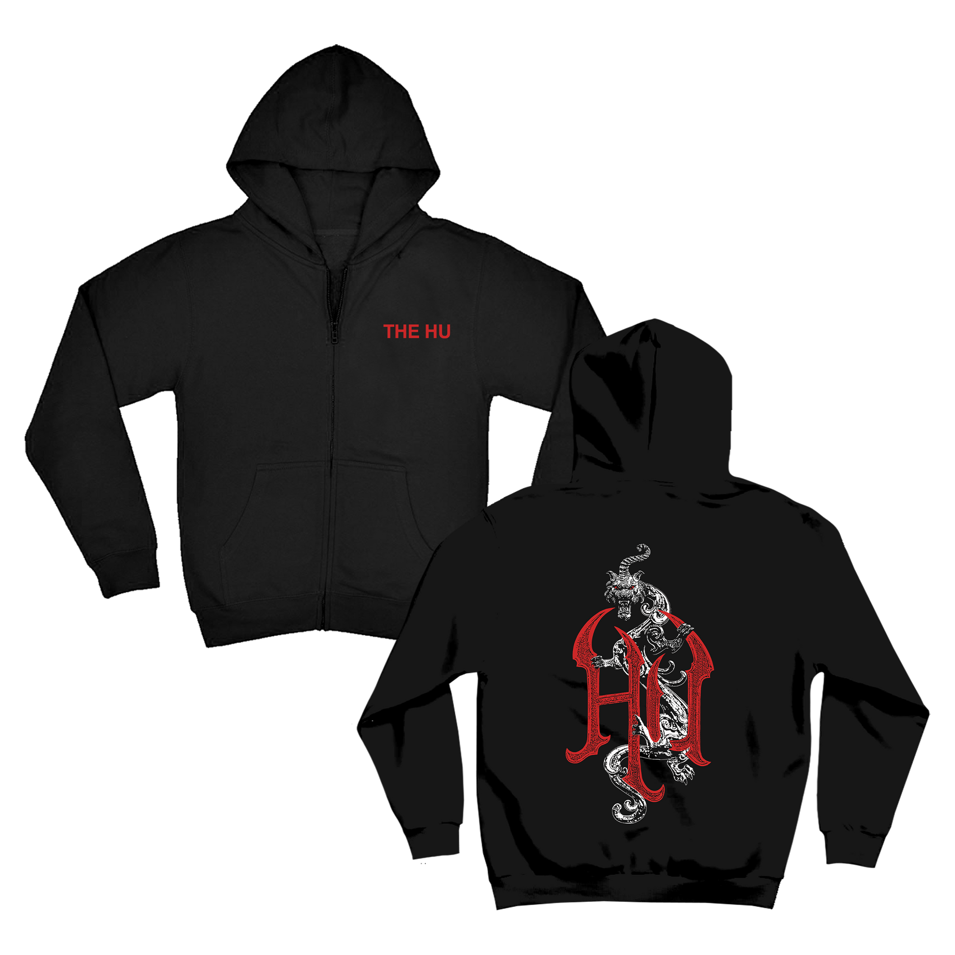 Red Snow Logo Black Zip Hoodie The Hu Store